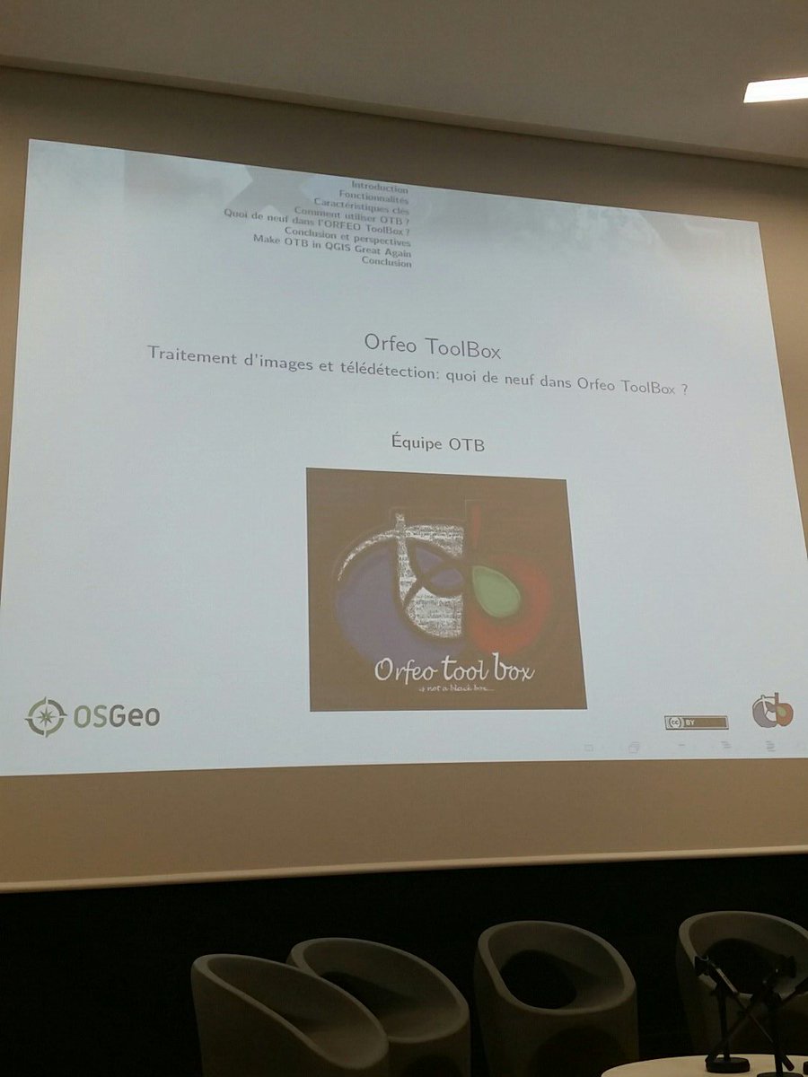 yjacolin's tweet image. Présentation d&apos;OTB par le @cnes au #foss4gfr qui sponsorise l&apos;événement également !