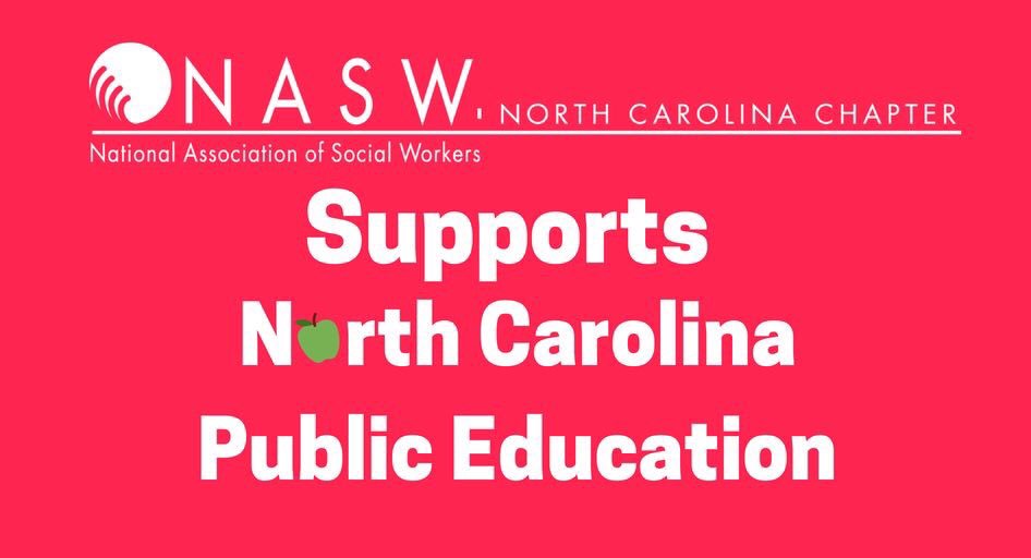 NASWNC's tweet photo. We support the public school educators, administrators, #socialworkers, staff and students across North Carolina for the “March for Students, Rally for Respect” today. We are with you. #ncga #SWStandUp #Red4Ed #SocialWork https://t.co/mzXxbI58p2