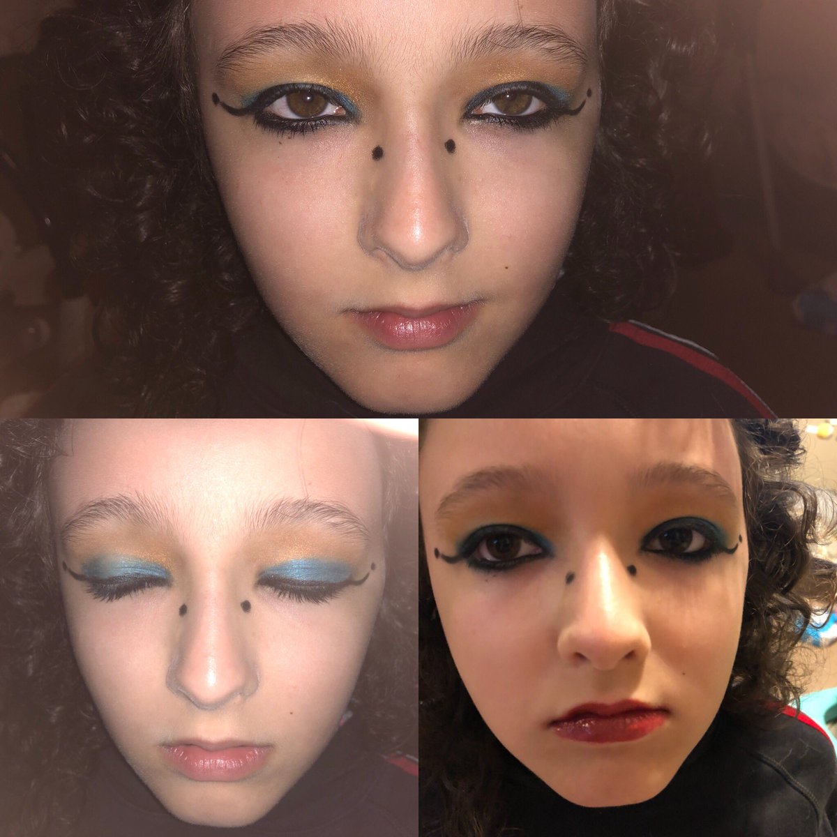 mmmwings's tweet photo. Egyptian makeup for a school project #dontusuallydomakeup #didgood https://t.co/H4H70E80wg