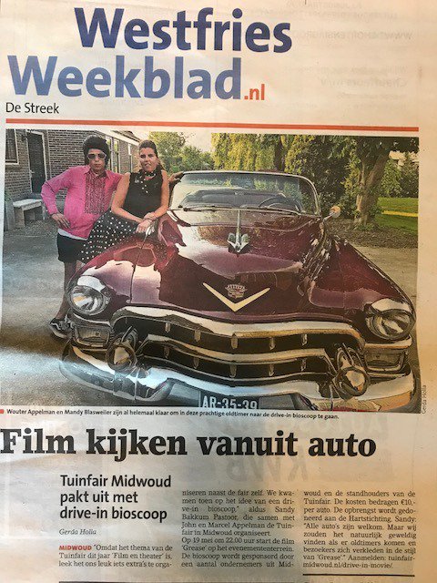 TuinfairMidwoud 19 t/m 21 mei - Extra 19 mei drive in bioscoop