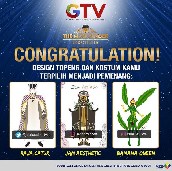 WUHUUW! Penasaran banget kan hasil topeng dari para pemenang design topeng lalu? Yuk cari tau seperti apa ya penampilan topeng dan kostumnya menjadi nyata Jam 9 malam ini di “THE MASK SINGER INDONESIA SEASON 3” di GTV