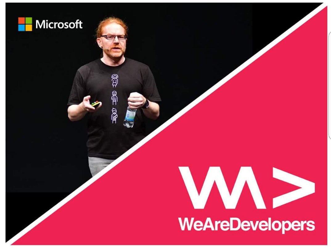 MicrosoftAT's tweet photo. @codepo8 talking now about Artificial Intelligence for humans. #MSFTxWAD #WAD #WeAreDeveloper https://t.co/3lq7LsdQAt