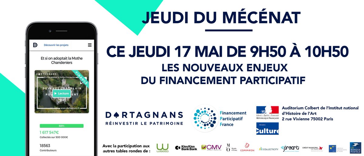 RomainDelaume's tweet photo. J'ai plaisir d'animer demain une table ronde avec le @MinistereCC pour parler des nouveaux enjeux du financement participatif et de l'incroyable aventure citoyenne de @DartagnansFR @adopteunchateau &amp; @CMChandeniers. Soyez à l'heure parce qu'il y a beaucoup de choses à dire 😉🎙️ https://t.co/EzMM48rXII