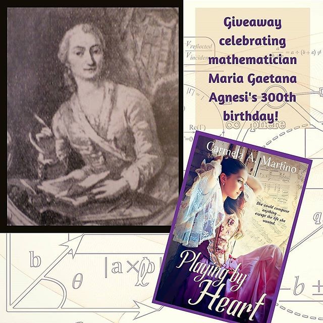 carmelamartino's tweet photo. Today, May 16, is the 300th birthday of #mathematician Maria Gaetana Agnesi, one of the inspirations behind my novel Playing by Heart. See link in bio to enter book #giveaway in her honor! . . . 
#italianaday #italianmathematician #womenshistory #milan #… https://t.co/Qs75Oy1nfU https://t.co/S2gZfwOZjj