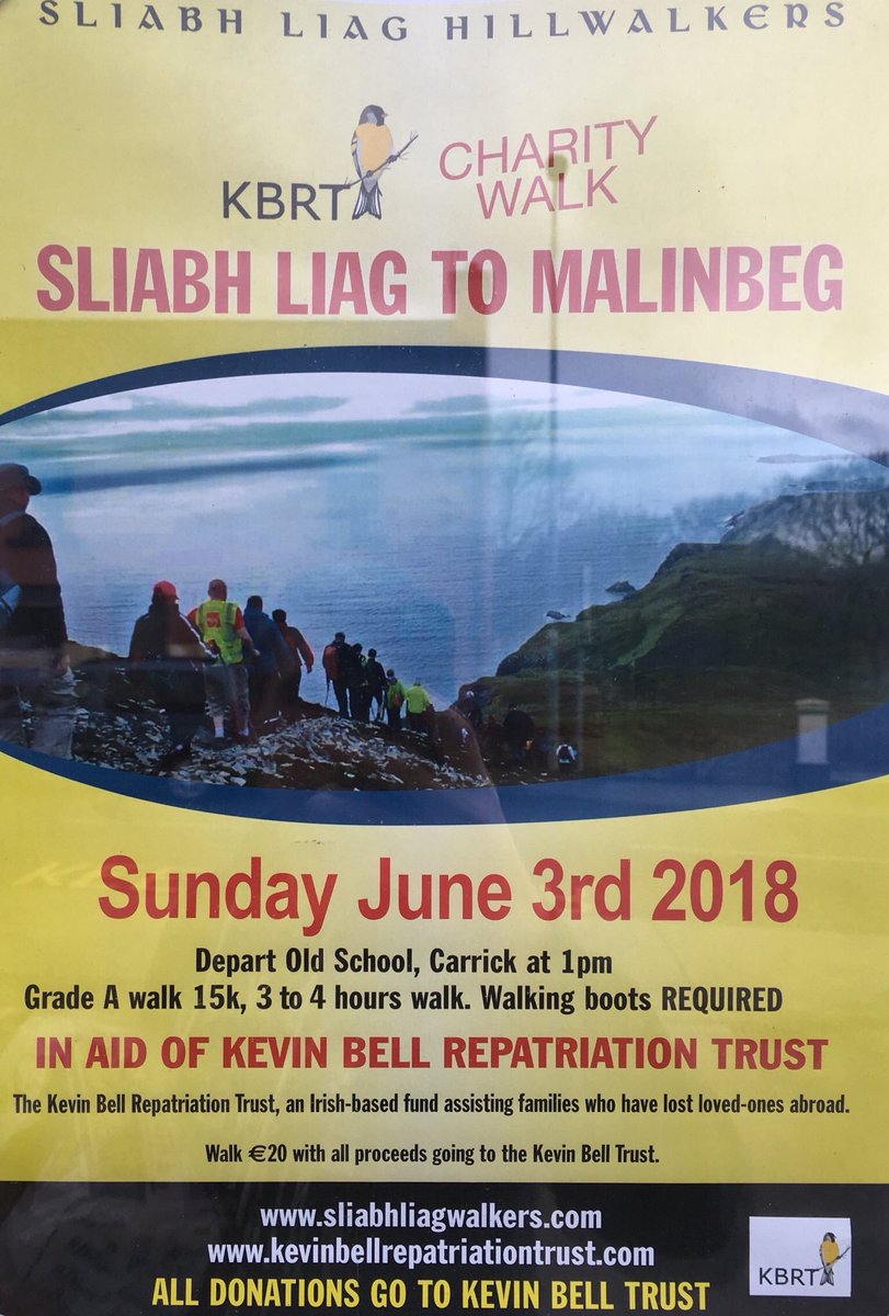 KBRT Charity Walk Sliabh Liag to Malinbeg, Sunday 3rd June please support as its for a great cause and please RT