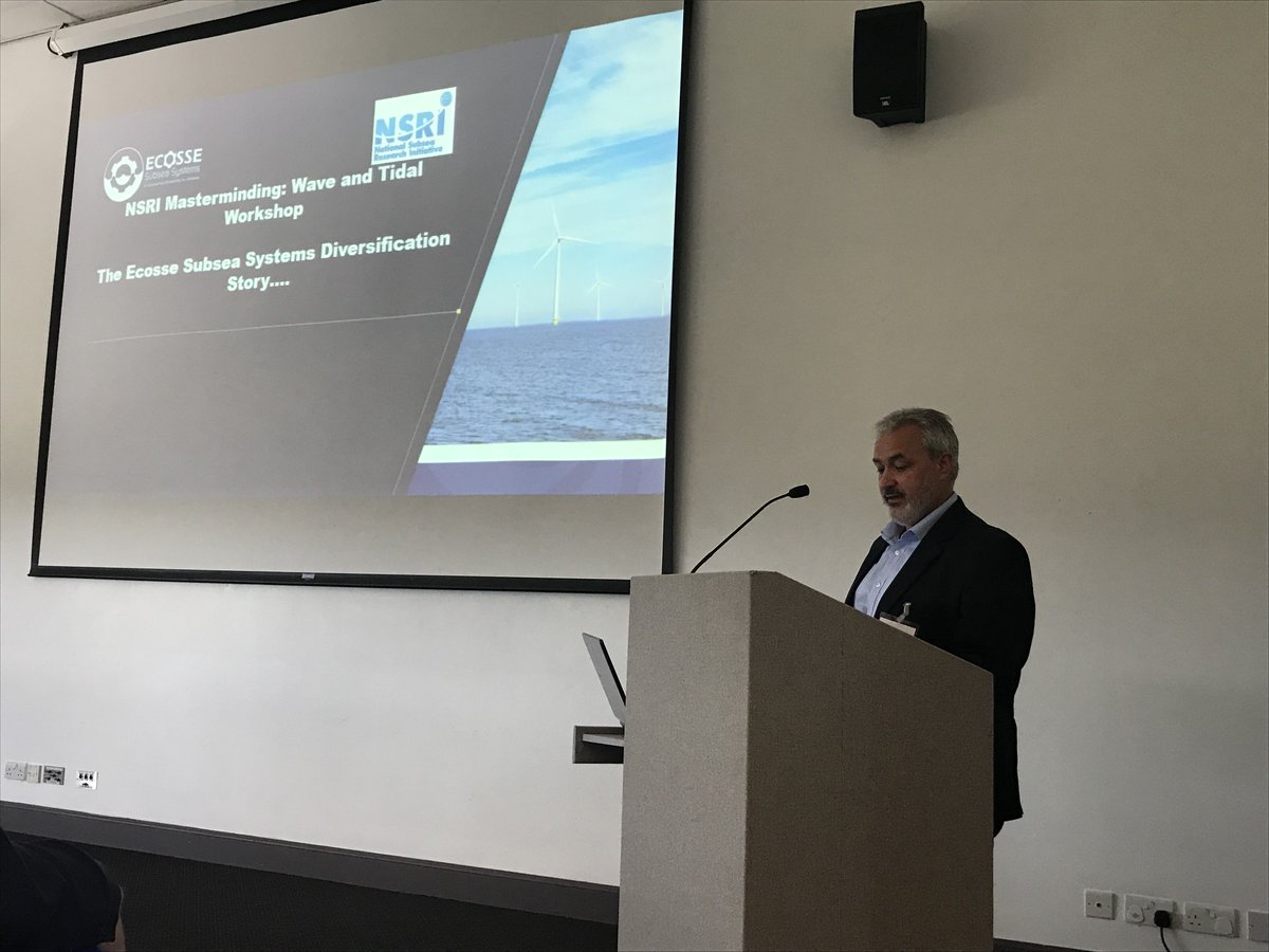 Final presentation of the day by Michael Cowie of @EcosseSubsea talking about their diversification story from oil &amp; gas to also providing services to the #renewables sector.