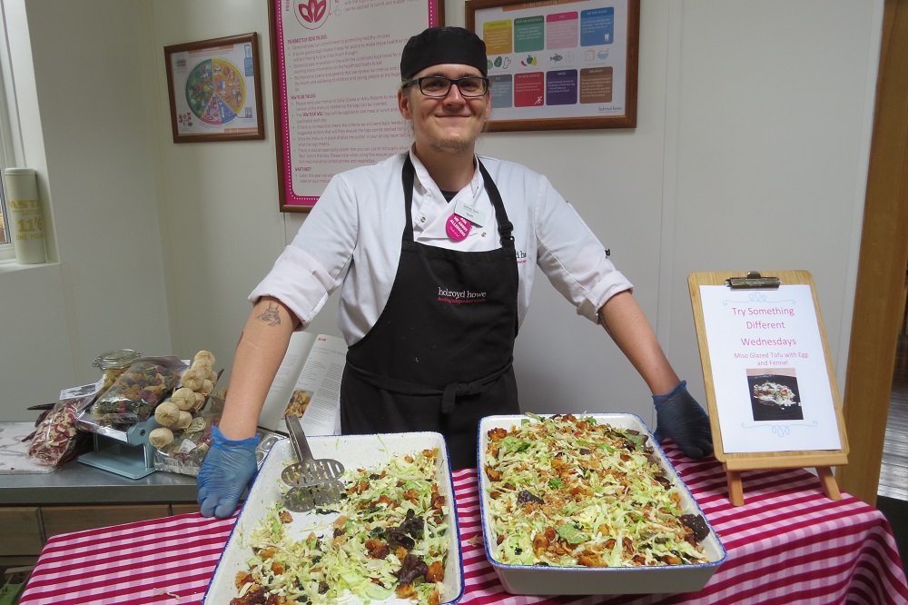KESWitley's tweet photo. This Wednesday special was a delicious miso glazed tofu with egg and fennel. A treat fit for #NationalVegetarianWeek! Thank you to our fantastic chefs from @HolroydHowe @freshospitality. https://t.co/gQNZhnhkB4