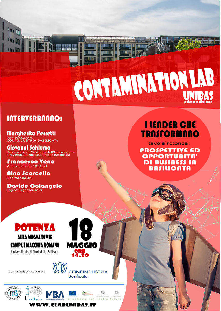 CLabUnibas's tweet photo. 🗓📣 Appuntamento #CLab con "I #leader che trasformano" 🗓📣
Venerdì 18 maggio ore 14:30
Aula Magna DiMIE @UniBasilicata
Tavola Rotonda: "Prospettive ed opportunità di #business in #Basilicata"
Testimonianze:@Confindustria @Egoitaliano @AmaroLucano1894 #digitallighthouse https://t.co/bv1aoDcnjU