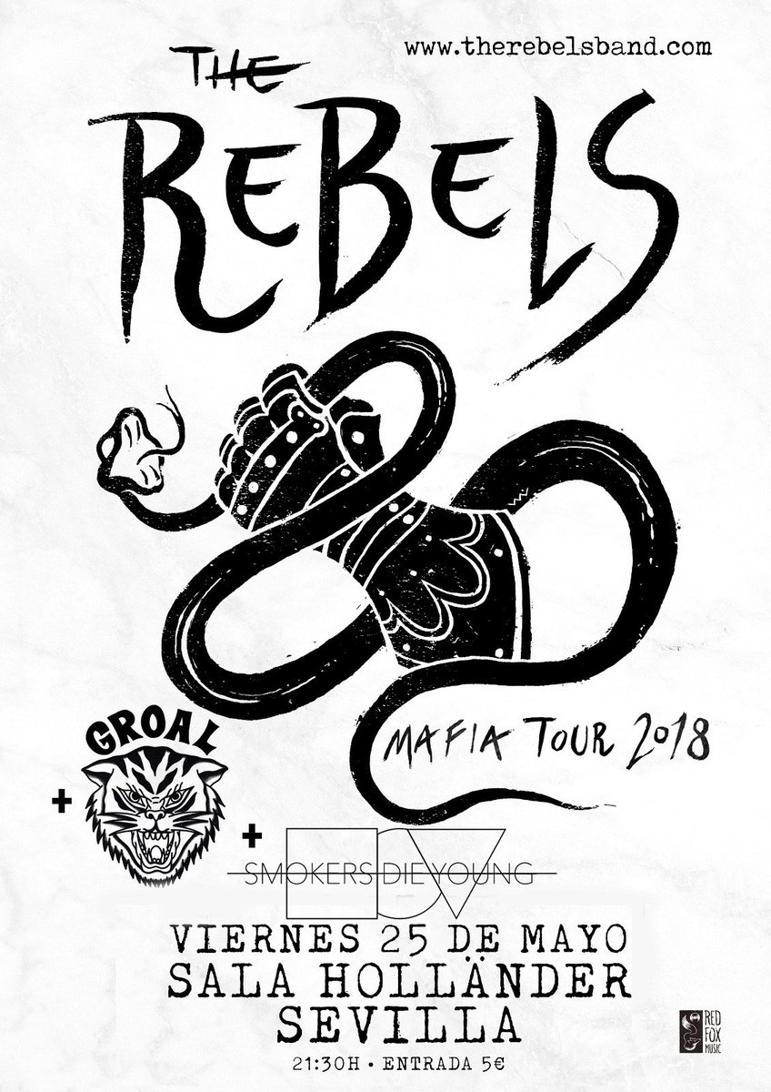 SmokersYoung's tweet photo. SEVILLA- @salahollander 🚐🤟
El próximo 25 de mayo volvemos a una de esas salas donde te lo pasas increible y lo hacemos muy bien acompañados @therebelsband y #GROAL. No hay más que decir!!❤☝
SE-LIA!!!😱
Organiza @_redfoxmusic 🦊
Entradas: https://t.co/wqbZjPJNWB https://t.co/uQFm2ex8A6