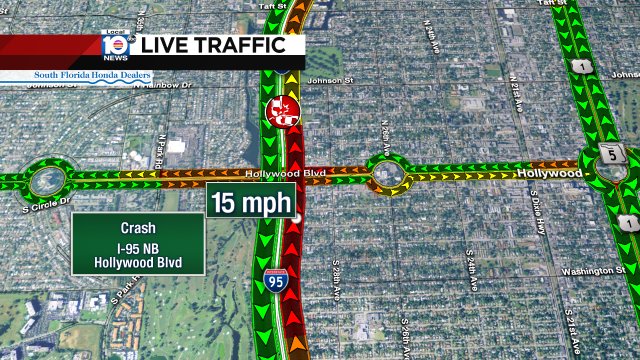 Crash on I-95 NB at Hollywood Blvd #traffic https://t.co/dhXSSWUsU7