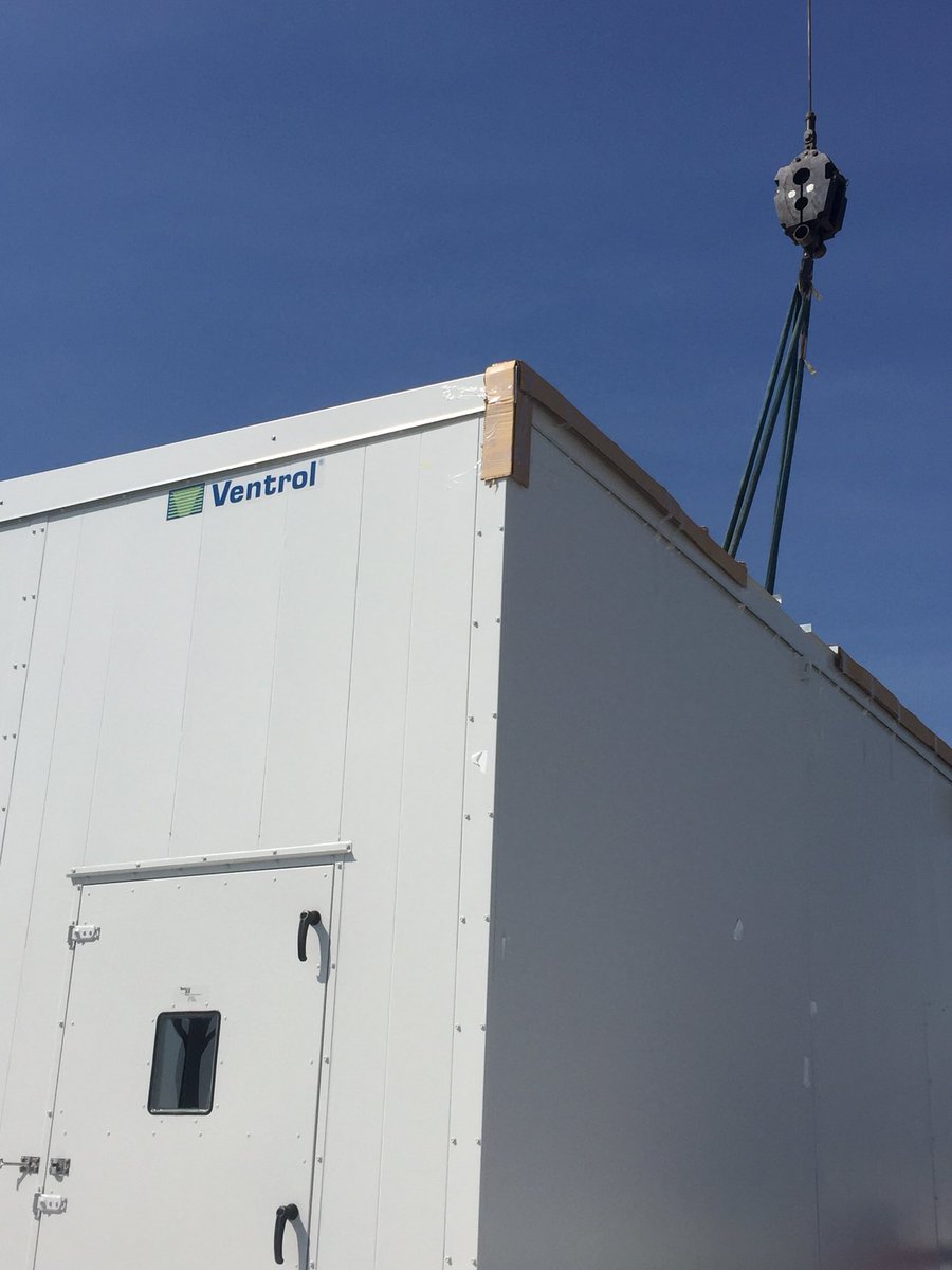 ITSCoolIndiana's tweet photo. Great looking Ventrol Custom Air Handlers going up on the roof of the new Indiana Neuro Diagnostic Institute!  Great job by @commercialairin @LifeStructures @Nortek_HVAC #Ventrol https://t.co/cLVioz8gwc
