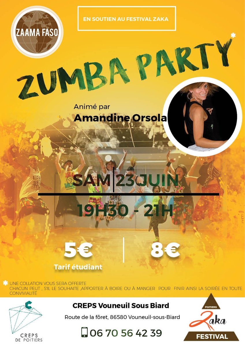 Zaama_Faso's tweet photo. Pour changer des samedis soirs passés devant The Voice en pyjama, on te propose de nous rejoindre le SAMEDI 23 JUIN de 19H30 à 2H pour une super Zumba Party 🕺🎶 https://t.co/rmanIVxnd9