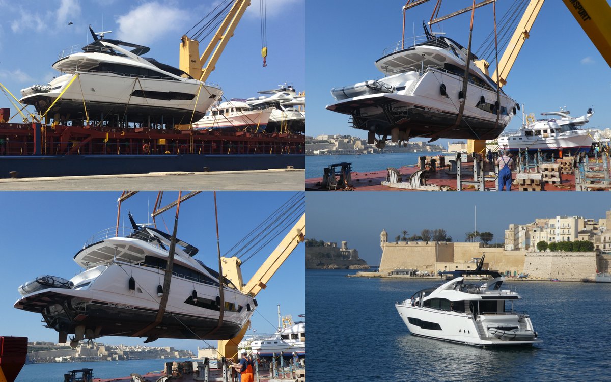 oceanskiesltd's tweet photo. A big Oceanskies Malta welcome to Malta for the latest @Sunseeker_Intl Sunseeker 86 Yacht - after unloading in Valletta the client vessel repositioned to the @MarinaDiValleta where our Malta office handled post arrival registration &amp; documentation formalities #yachtregistration https://t.co/CVM84gNOnQ