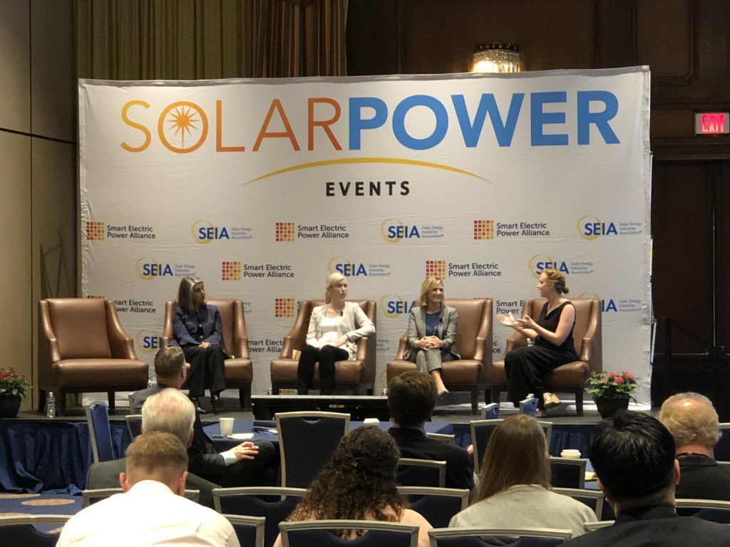 ScottySolar's tweet photo. Balancing community engagement and education is key to seeing a project through to the finish line. @mmc_UNC from @SEIA leading a great session about land use in utility scale solar and how to establish community buy-in with local stakeholders. https://t.co/P0Hzs3OKcB
