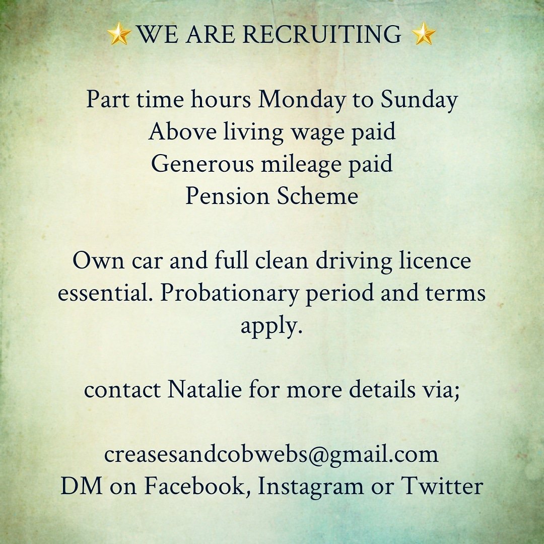 creasescobwebs's tweet photo. 👀👇😁 #job #vacancy #workforus #cleaning https://t.co/JlcyaZo20n