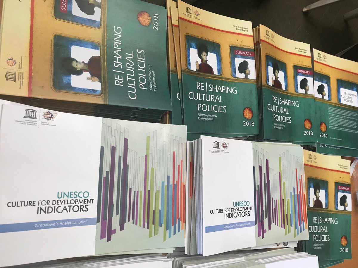 rodneydutchx's tweet photo. Participants that attended the Launch of the 2018 Global Report, Reshaping Cultural Policies, each got 2 copies of the latest publications. A copy of the 2018 GR summary and the latest Zimbabwe brief analysis of the Culture Development Indicators Statistics.
#2018GlobalReport https://t.co/KC6I2OLBbO