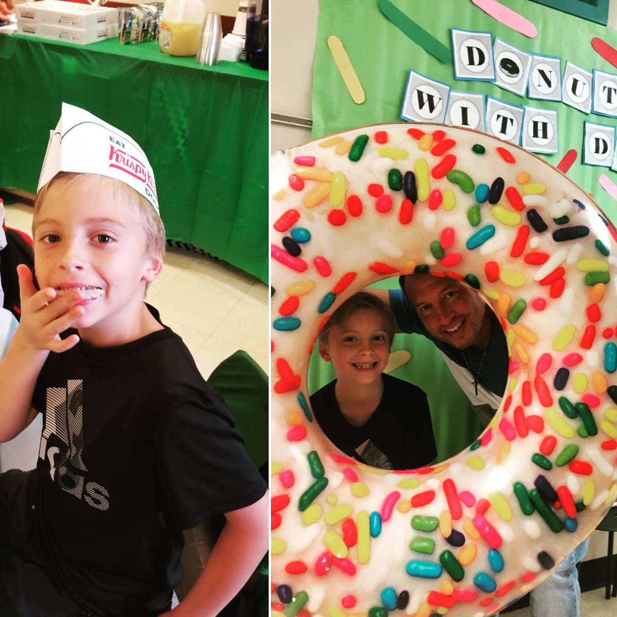 denny_thompson's tweet photo. Donuts with Dad with great! Can't believe the school year is almost over and my little man will be heading to 2nd grade already while my big man will start his final year of HS. #SlowDown #WantToStayHere #Walkerman #WalkersTeacherIsAmazing https://t.co/j96fjtzkIq