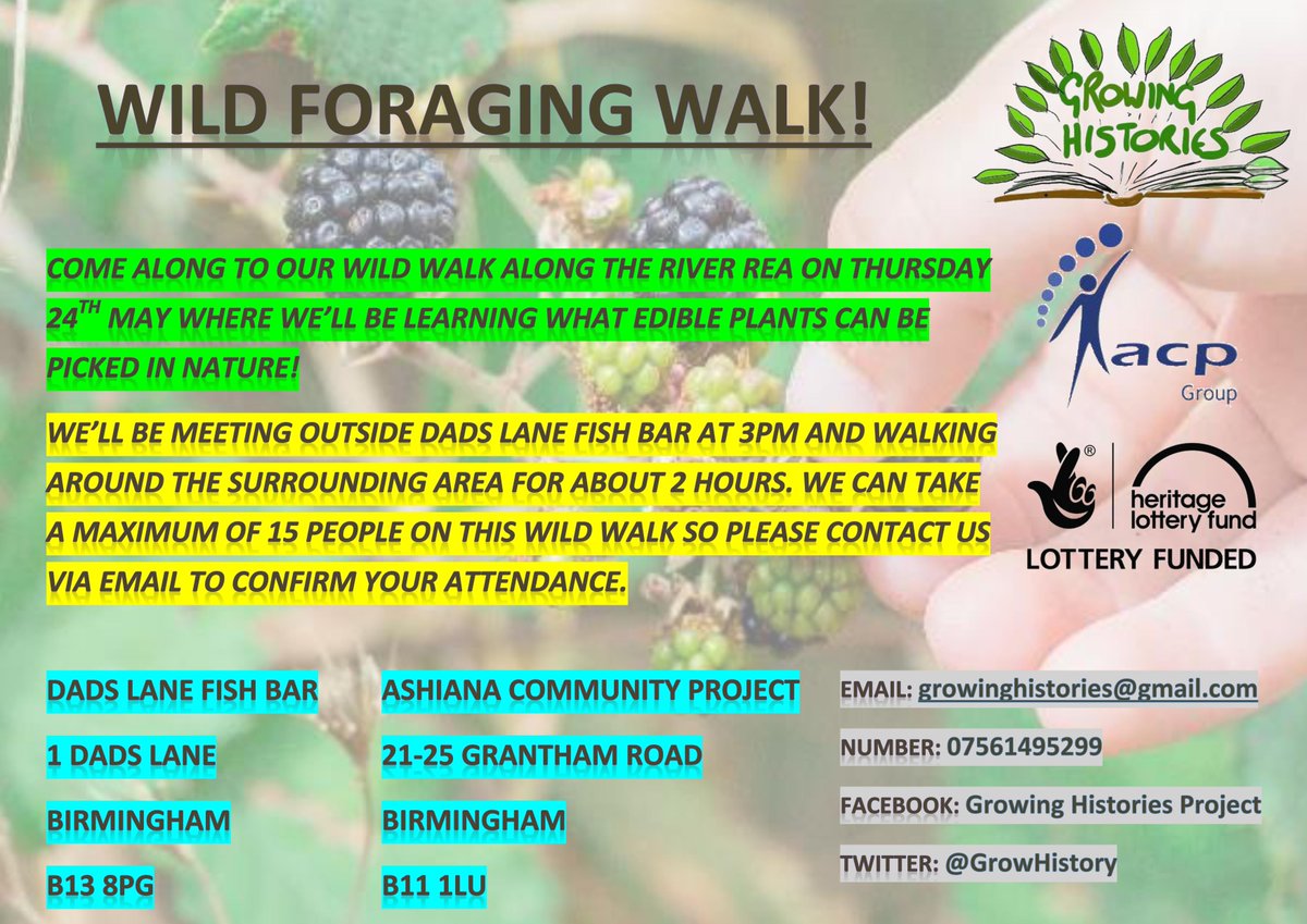 GrowHistory's tweet photo. Come along to @GrowHistory's wild foraging walk! Full information can be found in the attached flyer. Also take a look at our pictures from our wild garlic pickling session! @ashianacp @heritagelottery #Wild #garlic #Foraging #Pesto #Sustainability #HealthyFood #exercise #nature https://t.co/RfPuK1EQZg