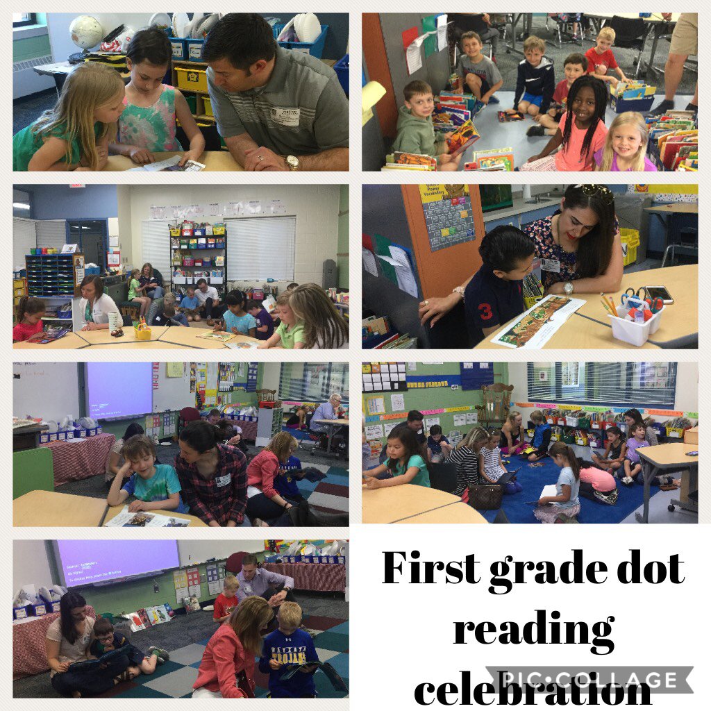 GreenwoodFirst's tweet photo. First grade dot reading celebration #piccollage https://t.co/ZFpemPMRZI https://t.co/q6OPsOYowb