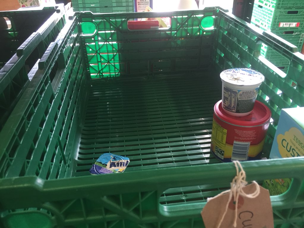 Our shelves are looking very empty, we have lots of shortages, desperately need the following: Tinned and instant potato, tinned veg, cereals, long life milk, tin rice pudding and sponge puddings. Please donate if you can, thank you. @HershamHub <a href="/StPetersHersham/">stpetershersham</a> @WaltonCharity