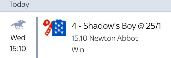 Today we have selected a couple of outsiders, in strong positions to finish in the money... our strategy is to increase our bet per #tip - we are confident that a few of them will come in.  First up is shadows boy <a href="/NewtonAbbotRace/">Newton Abbot Races</a> 15.10 currently at 25/1  #ballsout #tipster
