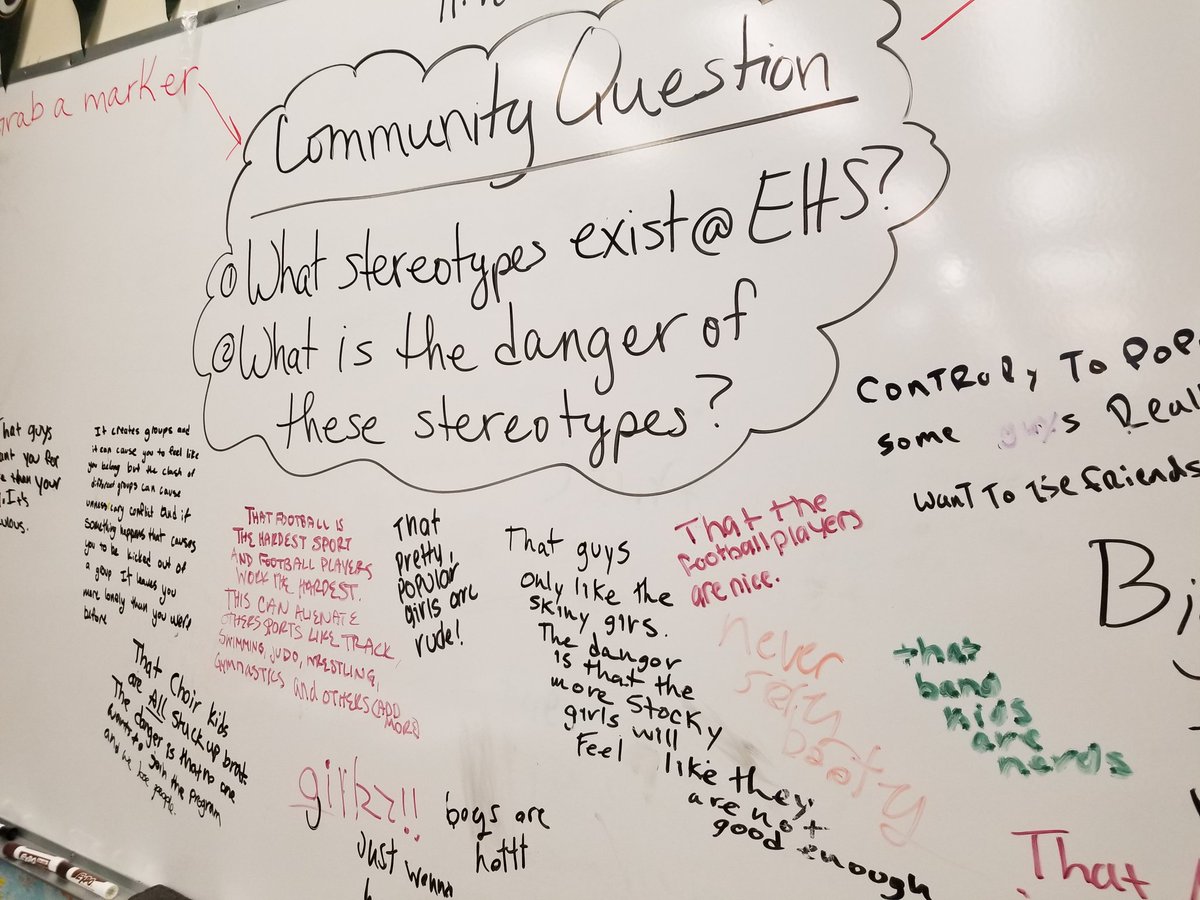 cheeseheadmrsg's tweet photo. Tried using a spare whiteboard for another way to encourage student voice with little success . . . until this week! Now, to come up with another thought provoking question! #HornetsAllTheWay #esdimpact https://t.co/DDl4QEmKL0