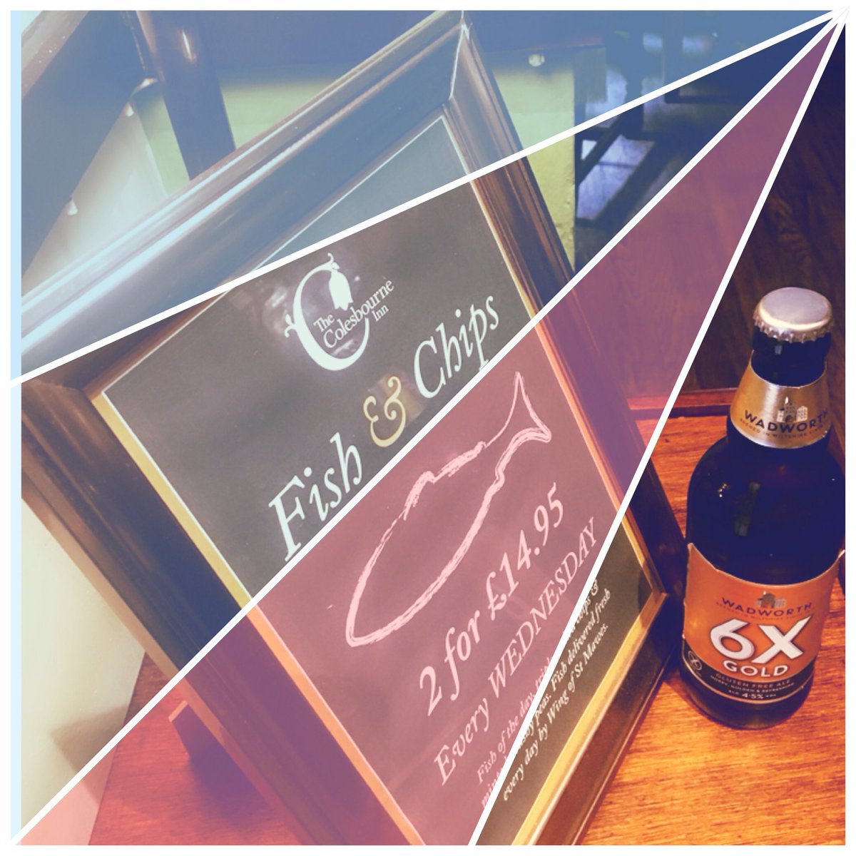 TheColesbourne's tweet photo. It’s Coeliac Awareness Week and we are a gluten free accredited pub. Our Fish and Chips is gluten free we use the Wadworth Brewery 6X Gold to make our batter. Get two fish and chips for £14.95 every Wednesday all day. #coeliacawareness #glutenfree #6Xgold #wadworth #fishnchip https://t.co/hExGHz19Pw