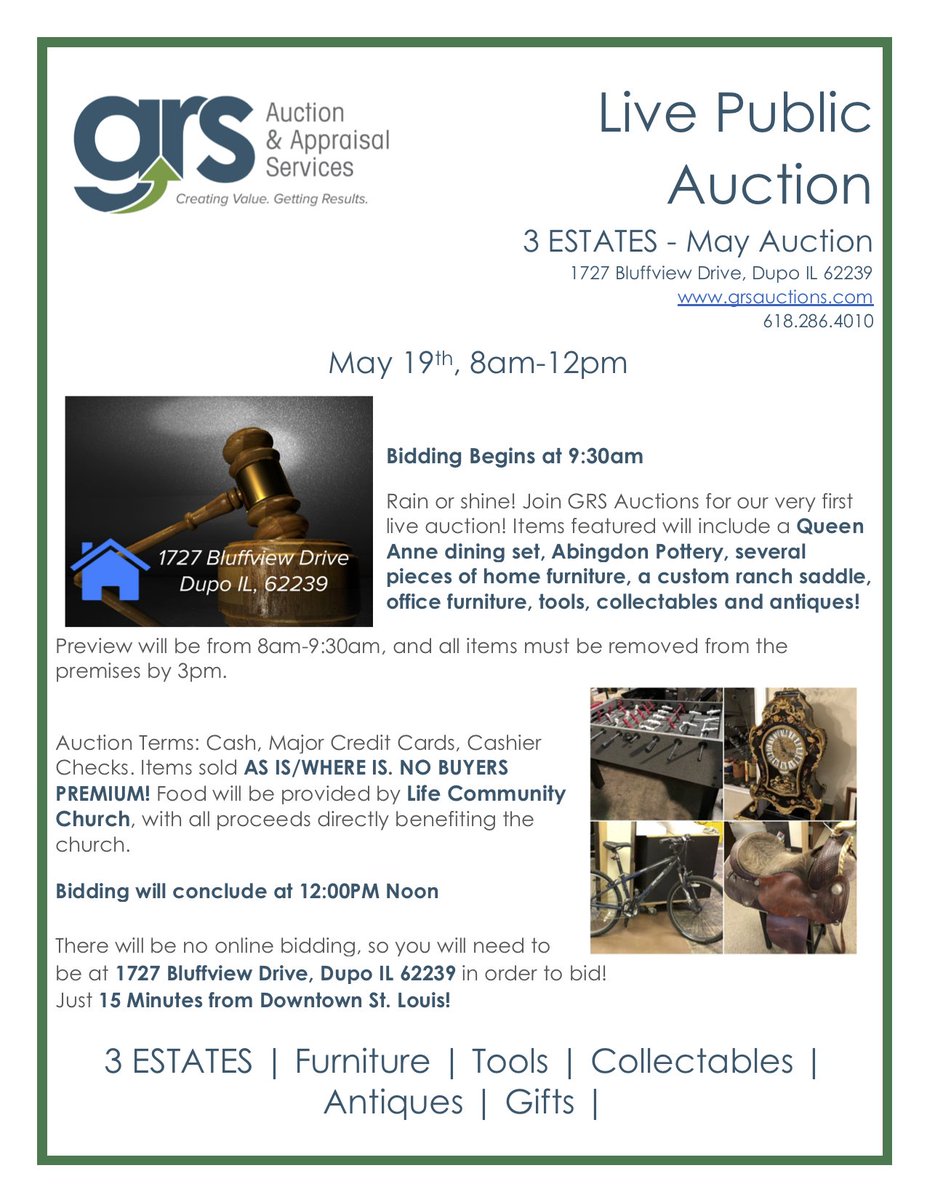 grsauctions's tweet photo. Make sure to come out to our Live Auction this Saturday at 8am!
#auctionworks #auction #STL #antiques https://t.co/AdxnjUz0kr