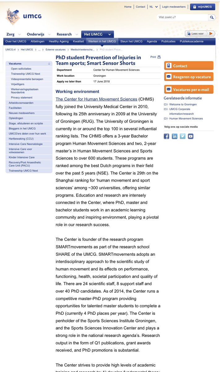 MichelBrink's tweet image. Job opportunity! PhD position on injury prevention in teamsports ⚽️ and 🏑

Smart Sensor Shorts

Find info here: umcg.nl/NL/UMCG/Werken…

RT please