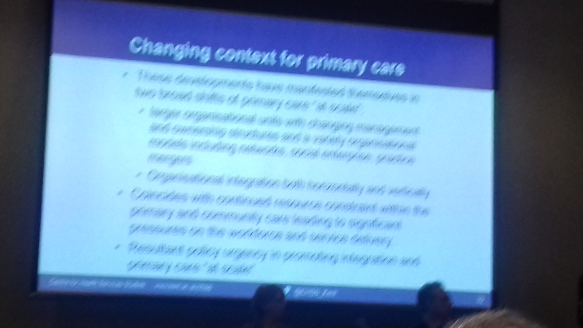 SHOC_OBHC's tweet photo. Stephen Peckham @CHSS_Kent policy urgency in promoting integration & primary care at scale, with increasing size of practices & falling GP numbers. #OBHC2018 https://t.co/uT0NNfGaSV