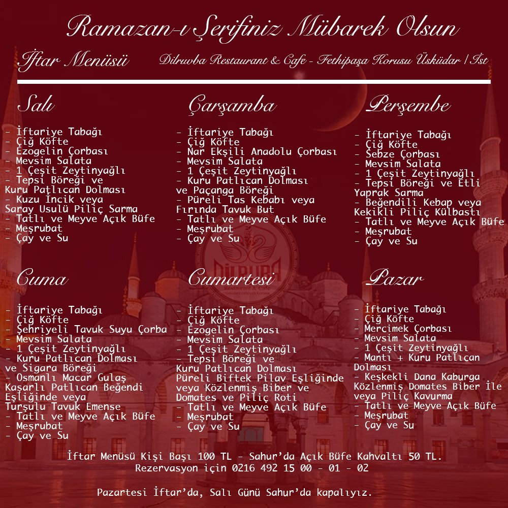 Ramazan ayının geleneksel lezzetleri ile Dilruba Restaurant’ta buluşalım!