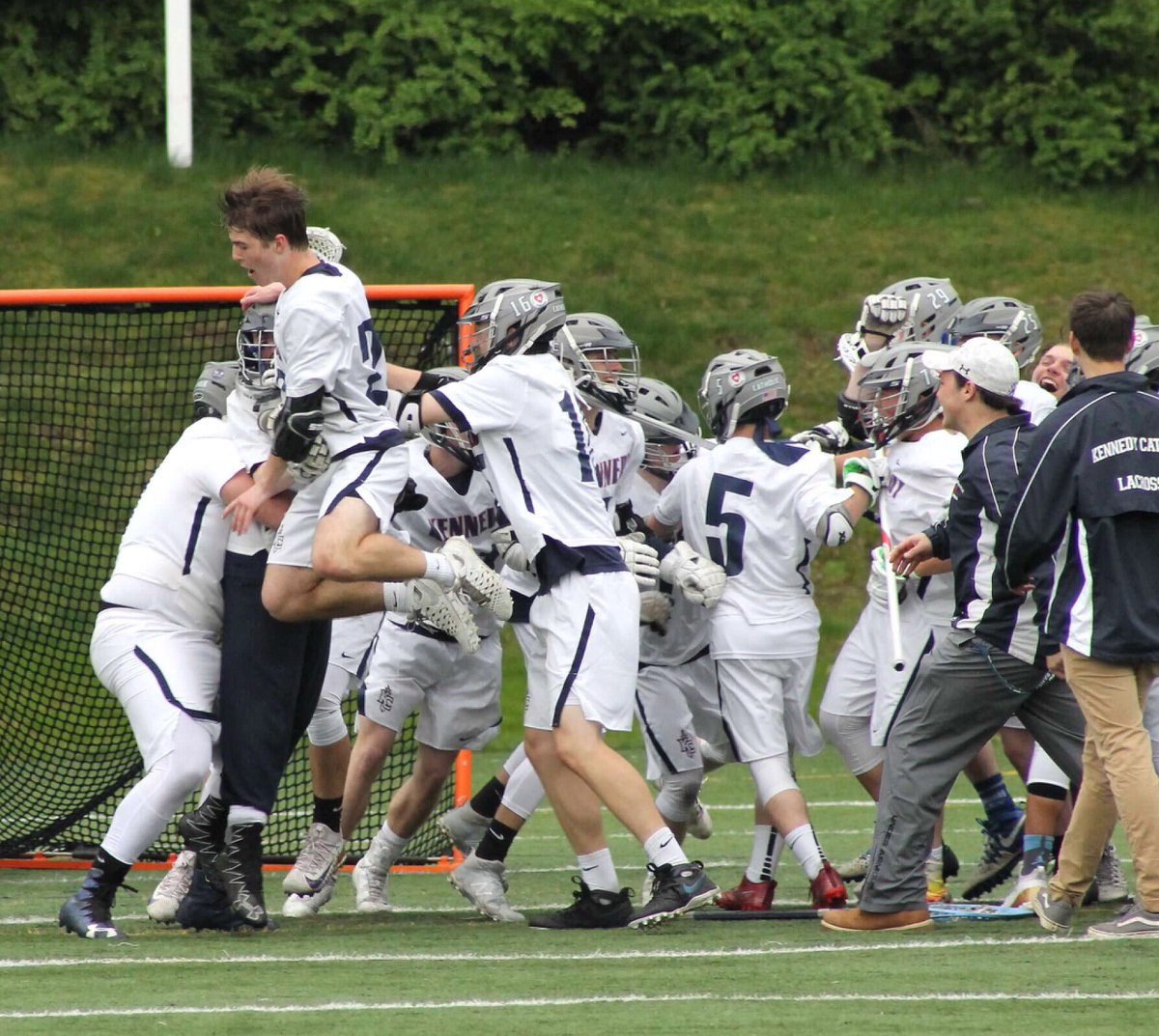 FaelGorce's tweet photo. The boys are still alive.. tomorrow 5:00 @ Kennedy. STATE. CHAMPIONSHIP. EVERYBODY COME SUPPORT #WHITEOUT https://t.co/Hv1I7ndEqT