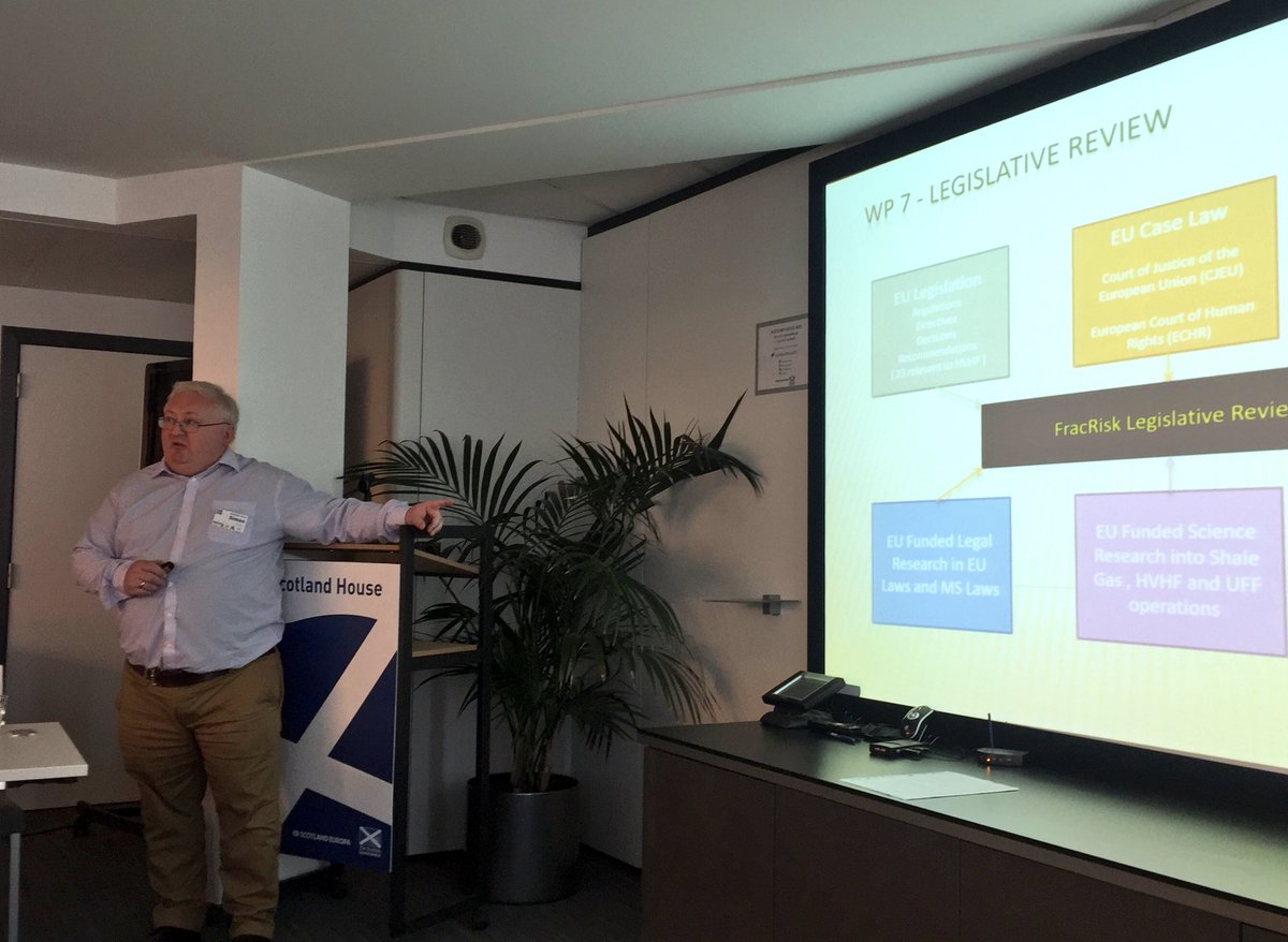 FracRiskEu's tweet photo. Simon Parry presents the Legislative Review conducted for @FracRiskEu - can you believe there are 2750 laws related to #shale #gas in the #EU ?! ⚖️ https://t.co/v9kqCk4gZ8