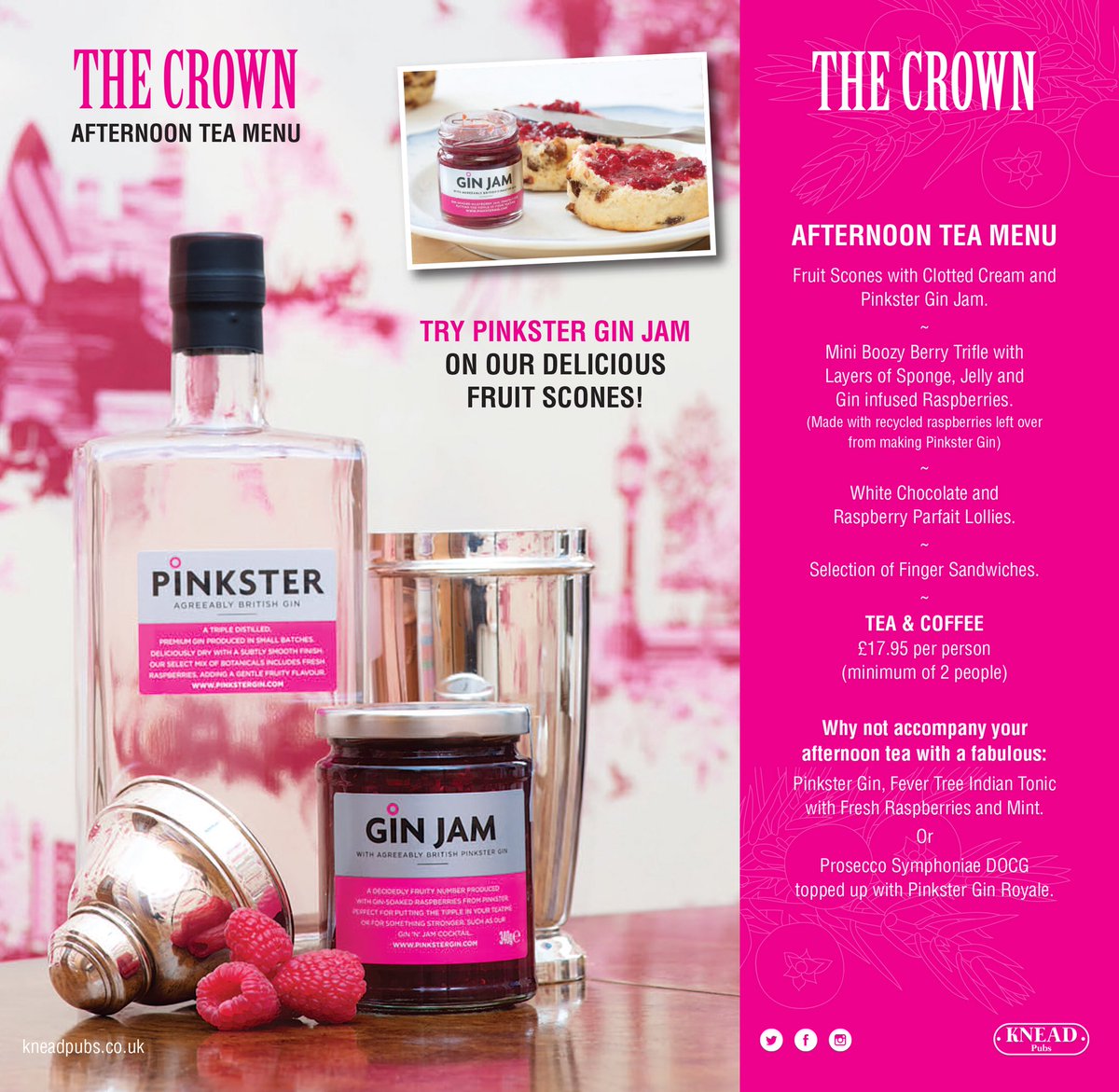 In celebration of the Royal Wedding this Saturday, we will be launching our new Pinkster Gin Afternoon Tea Menu using products including Pinkster Gin Jam and Pinkster Boozy Berries! Trust us, this is unique to The Crown Hotel! Book now to avoid disappointment! <a href="/PinksterGin/">Pinkster Gin</a> #gin