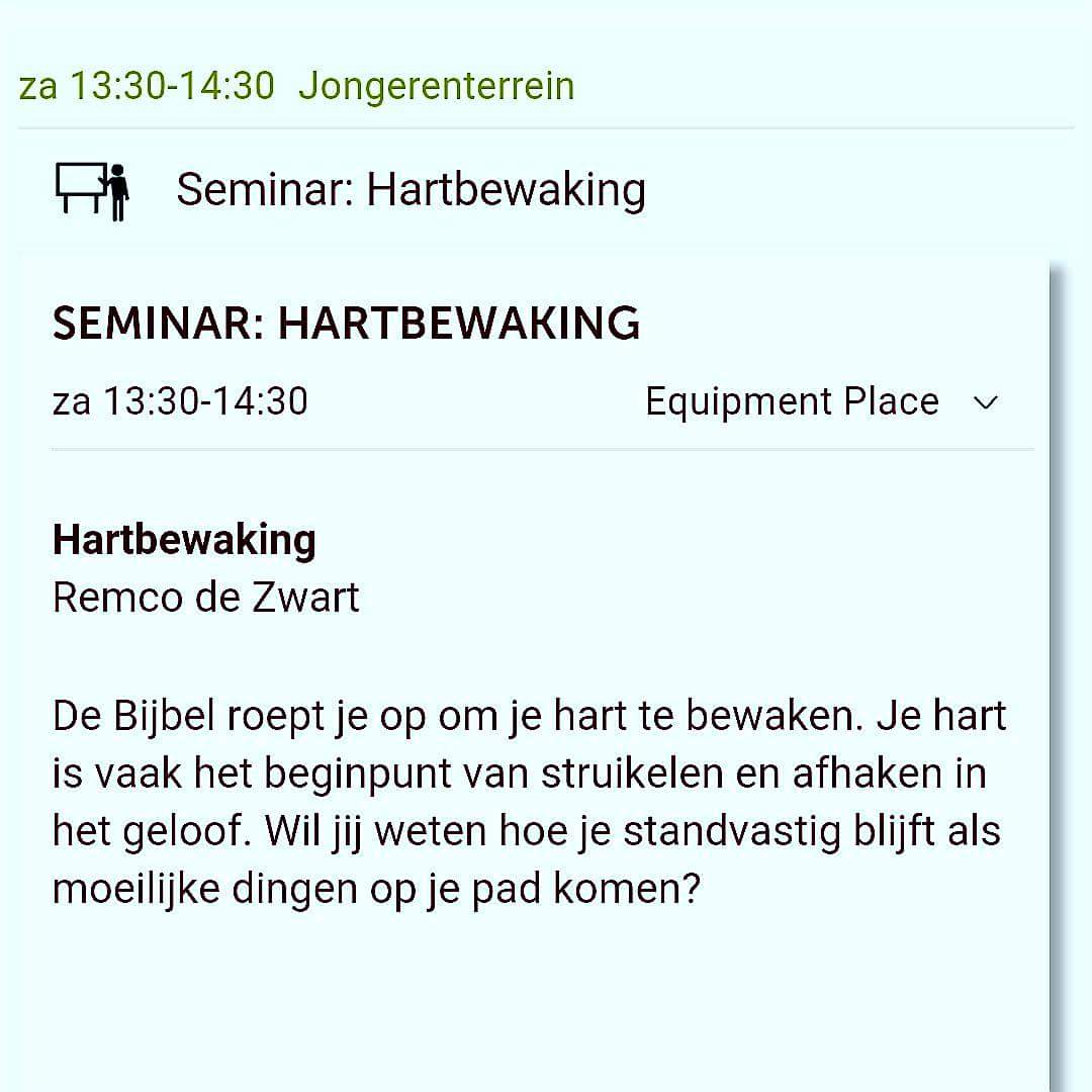 remcodezwart's tweet photo. Zaterdag spreken over mijn boek #hartbewaking op het jongerenterrein van @opwekking #opwekking2018 https://t.co/xnrh8UCJhl