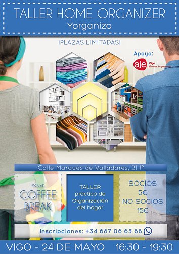 ¡¡Última plaza para el Taller Home Organizer de nuestras socias #Yorganizo!! ¡Puede ser tuya si te das prisa!
#SociosAJEVigo #YoSoyAJEVigo