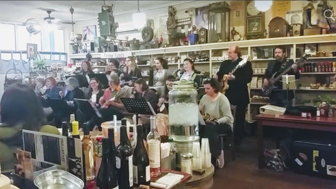 NH Ukeladies are coming back to Roots at Robie's!  May 23rd from 7-9pm, $10 at the door. Food and drinks available for purchase.  Weather permitting maybe some outdoor fun as well.  Check out our Facebook page for a video of these awesome folks from their last visit! #nhukeladies