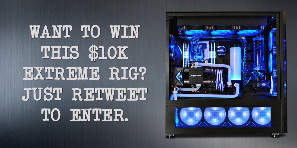 Velocity Micro (@velocitymicro) on Twitter photo Looking to score an awesome prize? RETWEET to enter to #win this $10K build or other amazing prizes and vote <a href="/VelocityMicro/">Velocity Micro</a> in the #IntelRigChallenge. Details here: velocitymicro.com/intel-extreme-β¦
#sweepstakes #giveaways Looking to score an awesome prize? RETWEET to enter to #win this $10K build or other amazing prizes and vote <a href="/VelocityMicro/">Velocity Micro</a> in the #IntelRigChallenge. Details here: velocitymicro.com/intel-extreme-β¦
#sweepstakes #giveaways