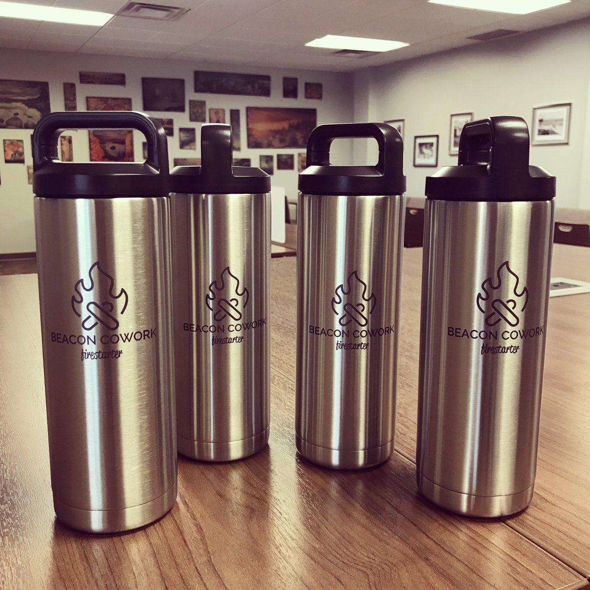 BeaconCoWork's tweet image. Fresh #swag at Beacon CoWork! Check out these sweet custom @YETICoolers water bottles our founder and Den Mother @msnikkimcguire got for the team! Become a member today! Visit thebeaconcowork.com to check out our membership options!