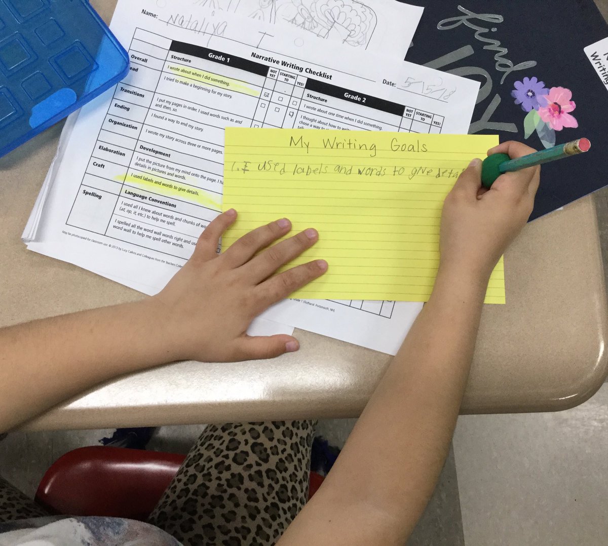 Viola1First's tweet photo. First grade writers setting goals for themselves. 
#Mrs. Preiss’s class https://t.co/uJBfJ8DANc