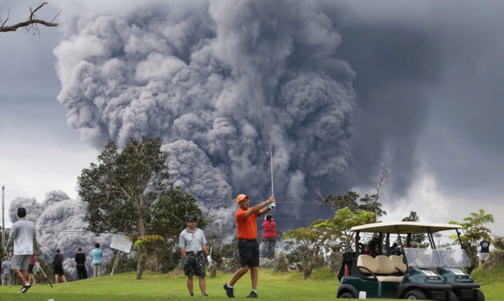 petegitlin's tweet photo. I believe the only way to save Hawaii is to sacrifice a sitting president to the volcano. #volcano #KilaueaVolcano #Pele https://t.co/bUq1CWuA4i