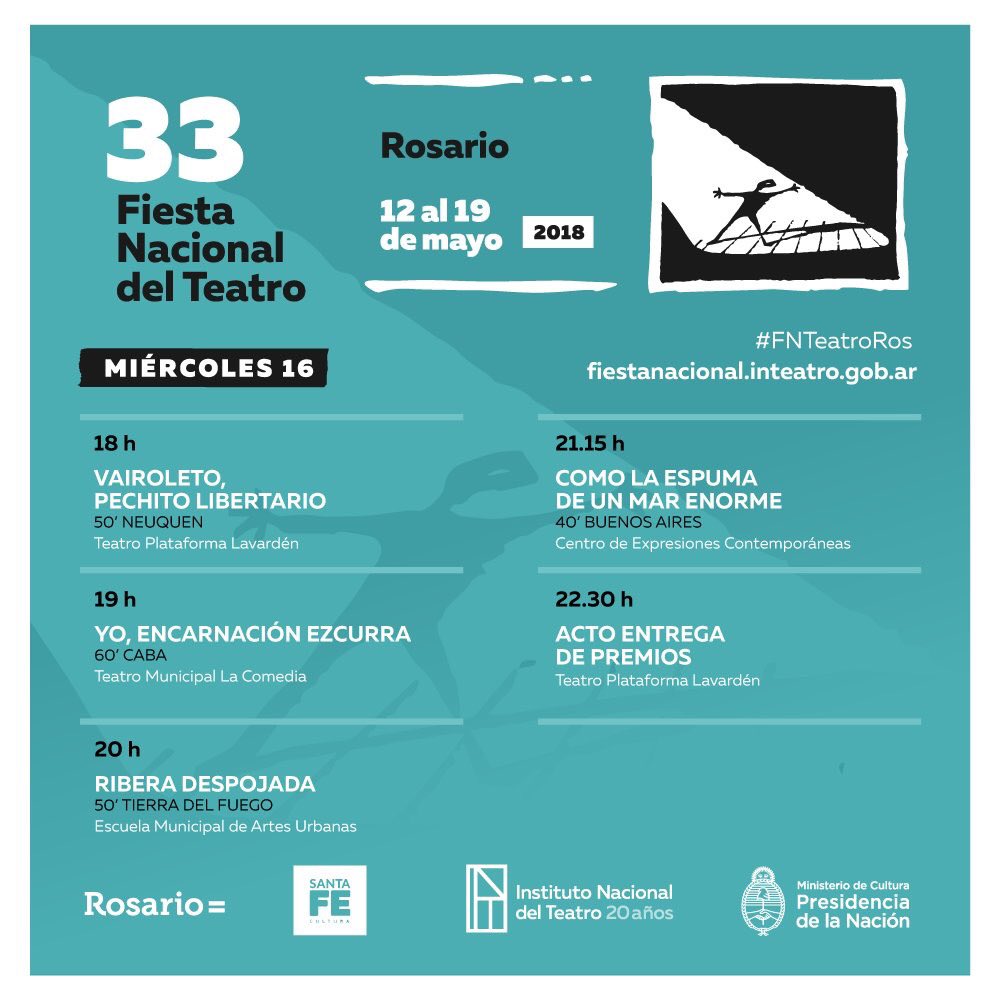 Cuarto día de la #FiestaNacionalDelTeatro
Compartimos la programación
#teatro #fiesta #INT #InstitutoNacionalDelTeatro #artesescénicas #FNTeatroRos