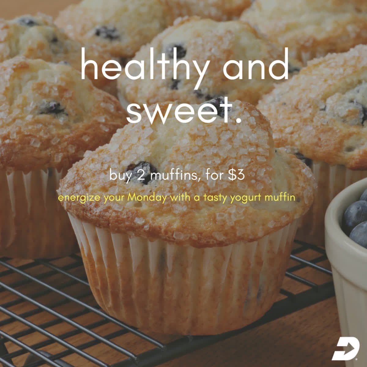 dashinstores's tweet photo. Energize your Monday with a tasty Yogurt Muffin at your local #DashIn. A perfect combination of healthy and sweet. 2 for $3! #YogurtMuffins #HowIDashIn #Muffins https://t.co/fEm9P6xDLP