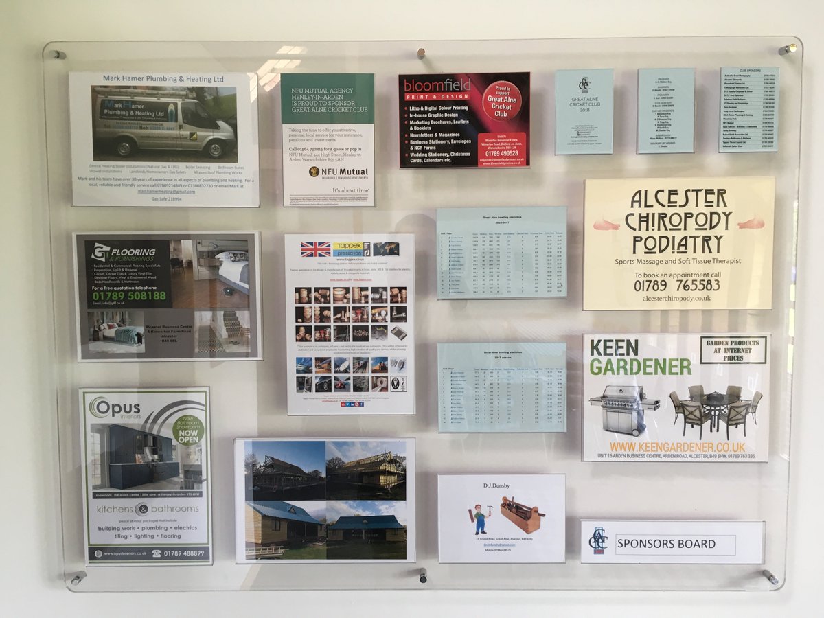 Huge thanks to all our "Sponsors" for the 2018 season! David Dunsby Carpenter &amp; Joiner, Alcester Chiropody, Mark Hamer Plumbing and Heating, Bloomfield Print &amp; Design, <a href="/keengardener/">Keen Gardener</a>, <a href="/TappexLtd/">TappexThreadInserts</a>  <a href="/FlooringGTFF/">GT Flooring & Furnishings Ltd</a> <a href="/nfum/">NFU Mutual</a> <a href="/OpusKitchens/">Opus Interiors</a>