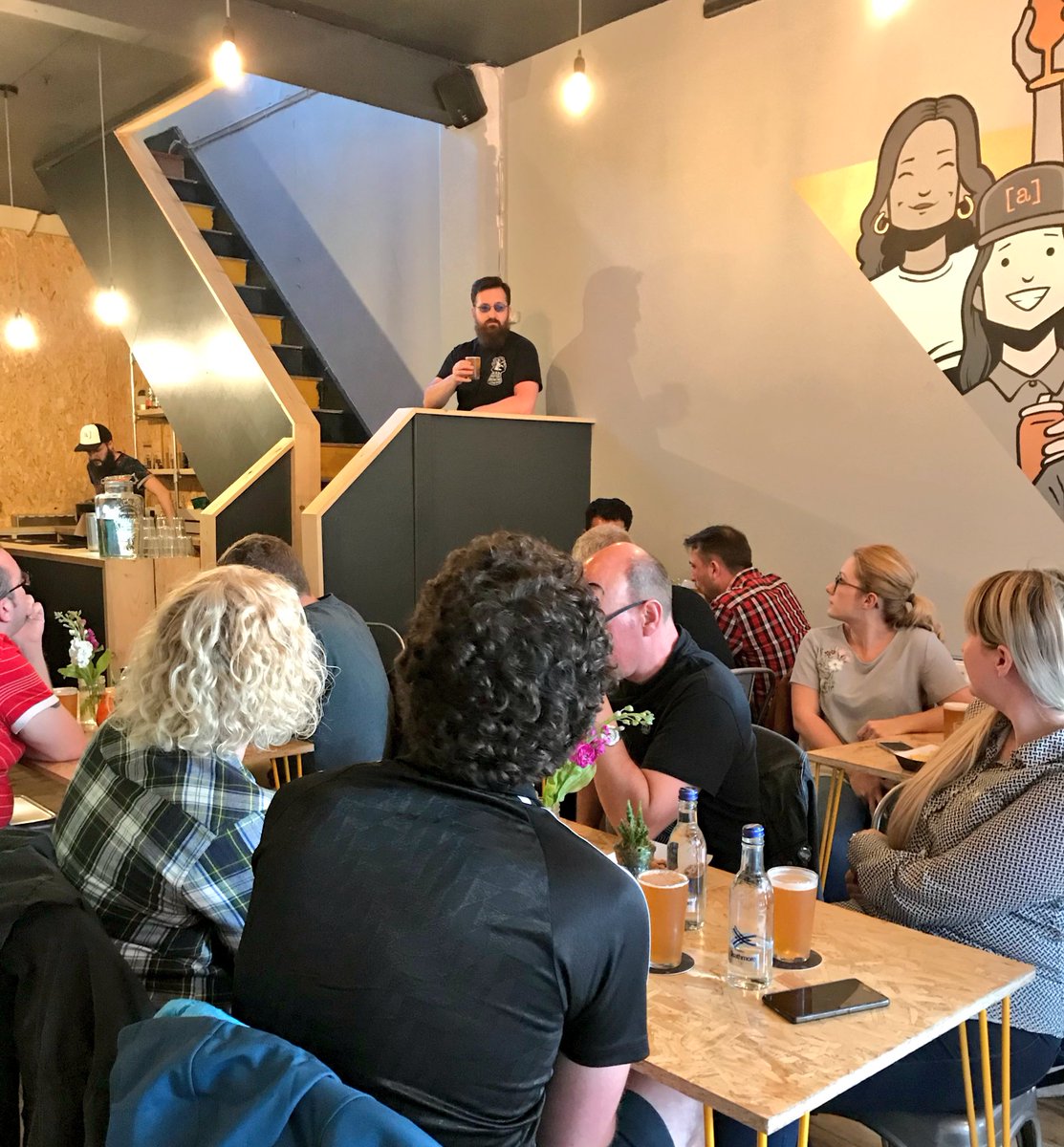 TheAssemblyMcr's tweet photo. The head brewer Angus of @MadHatBrew talking through the beers with the fab crowd at our first MTB ✌🏽🍺 #assemblyevents https://t.co/u7lVT0rcXG