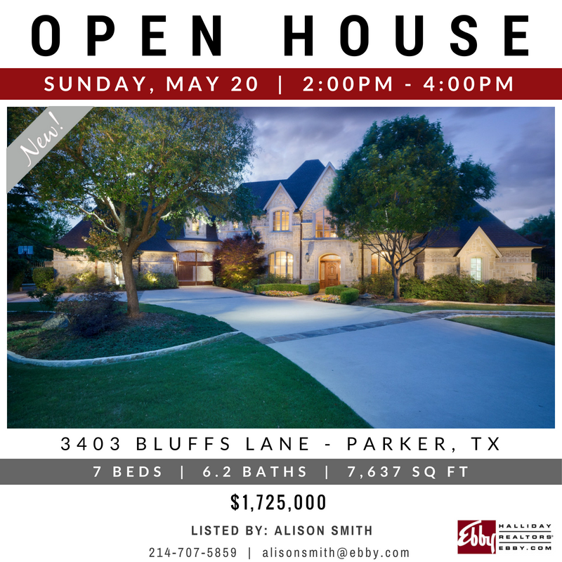 EbbyHallidayPWB's tweet photo. OPEN HOUSE at 3403 Bluffs Ln in Parker, TX this Sunday 5/20 from 2-4pm! Take a tour at https://t.co/bZcNipKtt7: https://t.co/KJMMTxLyVR
#DallasHomes #DFWRealEstate #DallasOpenHouse #DallasRealEstate @EbbyHallidayPWB https://t.co/XzQ2ZV7nQz
