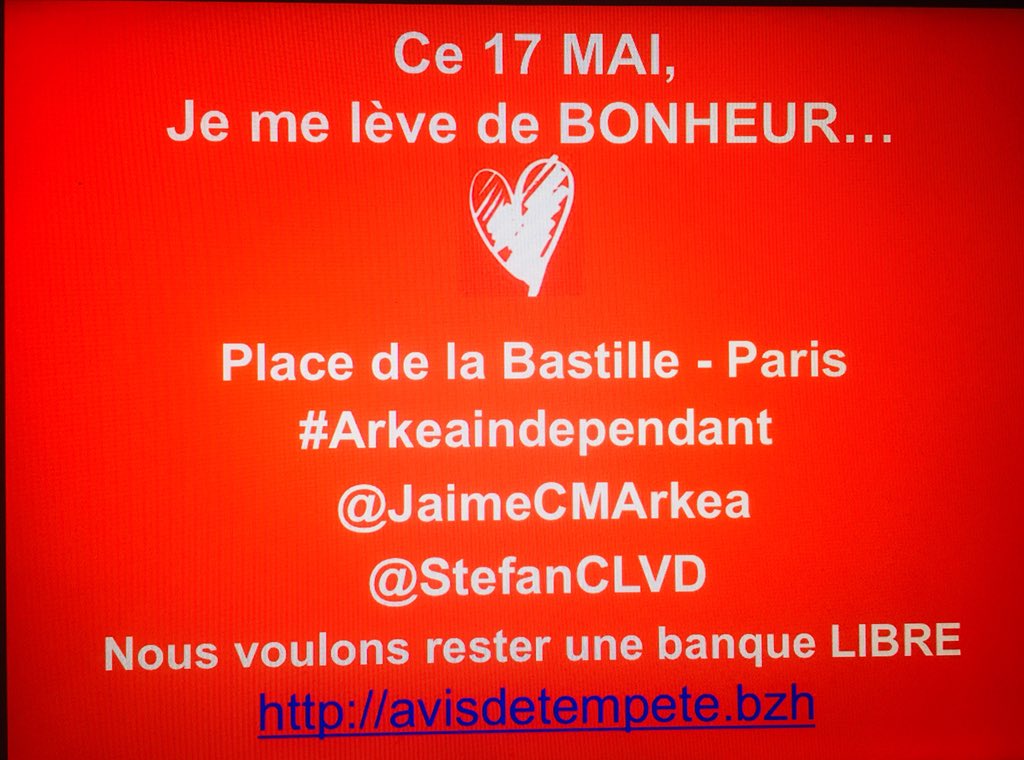 StefanCLVD's tweet photo. ‼️‼️‼️J-1‼️‼️‼️                                 Hey Girls, Hey Boys, Here we go‼️ RDV à 12h, Place de la Bastille 💪❤️@JaimeCMArkea @vent2bout #ArkeaIndependant                             #Liberte https://t.co/00pYYI4Q1E