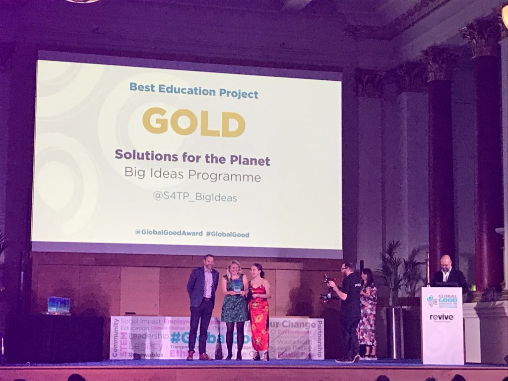 Absolutely delighted @S4TP_BigIdeas has won GOLD for #BestEducation project (Environmental Impact) <a href="/GlobalGoodAward/">Global Good Awards 🌍</a> some incredible projects. What an honour! The award is totally dedicated to the amazing teachers, mentors and inspirational young people we work with day to day.
