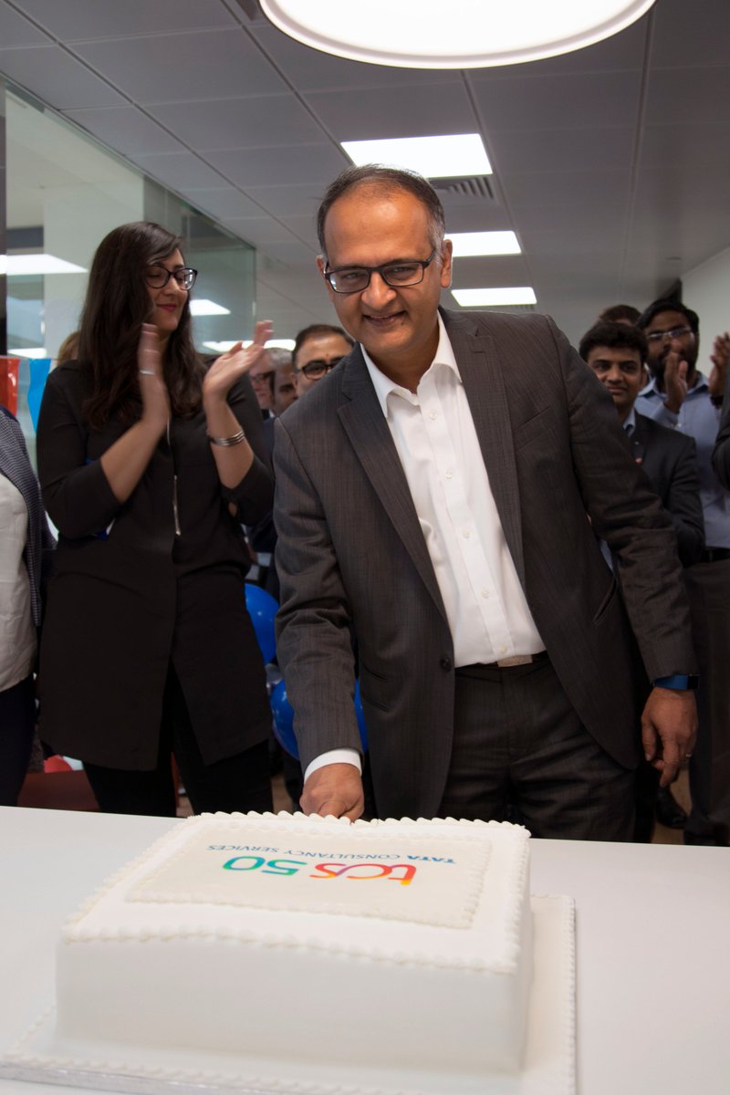 TCS_UKI's tweet photo. Celebrating 50 years of @TCS in the London, UK, office today. @ShankarNS252 shared his thoughts on this milestone with the team, and how the power of innovation will take us forward through Business 4.0. #FastForward #TCS50 https://t.co/IGfLH3mxZF