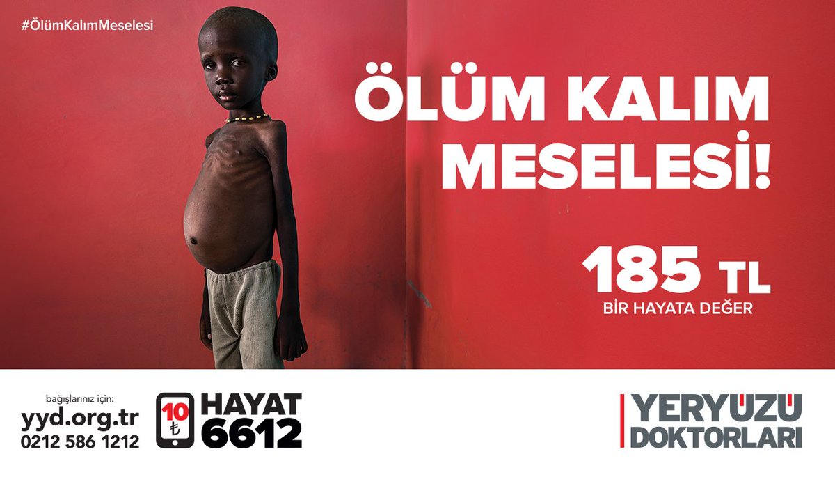 YYD_tr's tweet photo. Bir deri bir kemik kalarak açlıktan ölmek üzere olan insanları kurtarmanın tek yolu terapötik tıbbi beslenme tedavisidir. Ve bu tedavinin bedeli sadece 185 TL. Gelin yardım edelim, onları ölüme terk etmeyelim. #ÖlümKalımMeselesi 
📱HAYAT>6612>10 TL  🌐https://t.co/tHCHX80XB8 https://t.co/VD5XAmQjAT